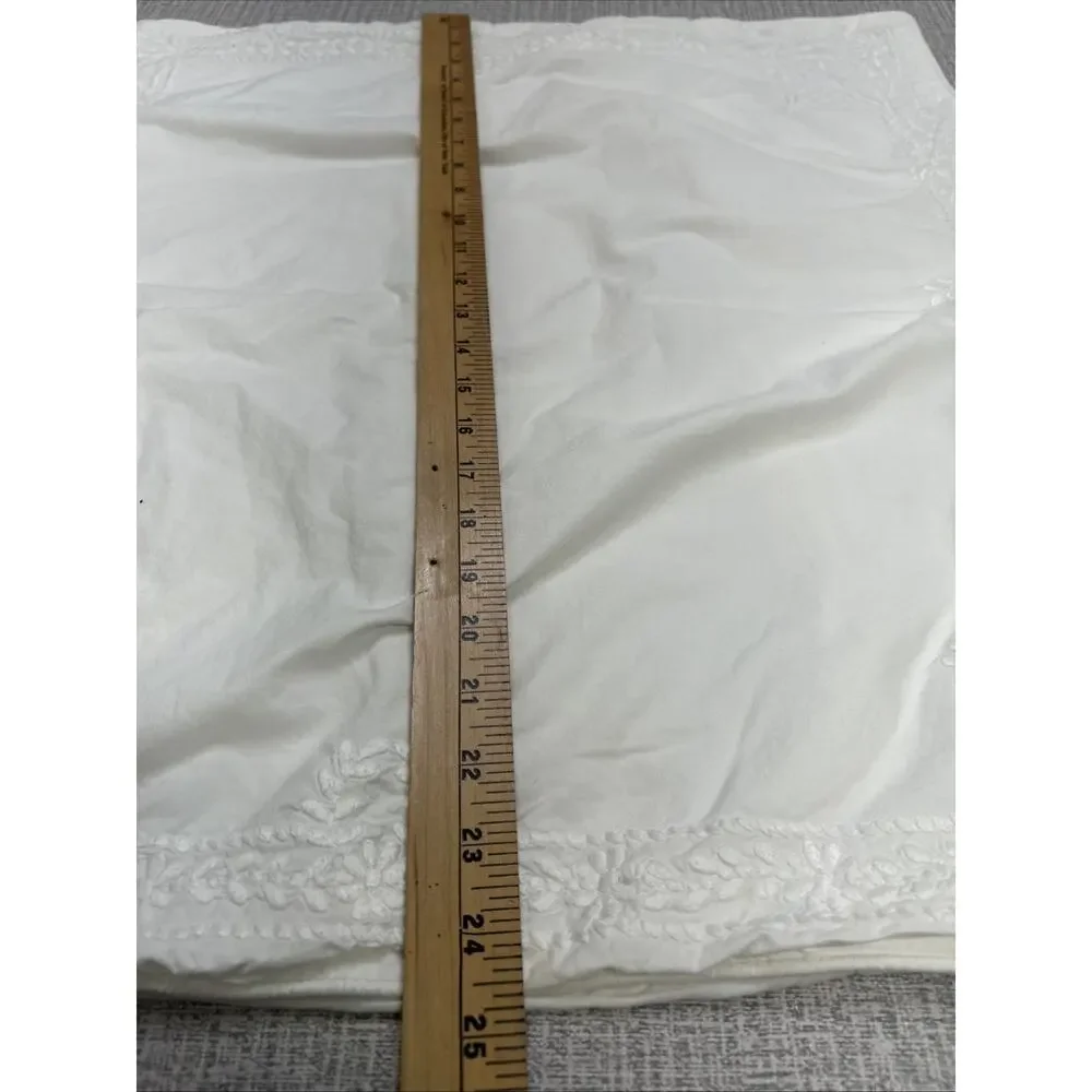 Pottery Barn Embroidered Pillow Sham Euro Square 25 “ White Cottage Core Cotton